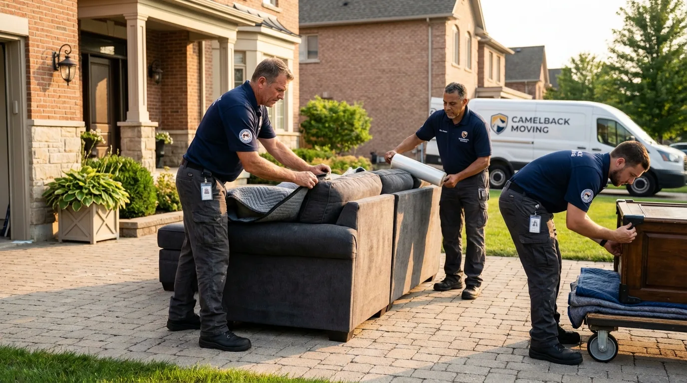 Large estate moving crew wrapping furniture in Greensburg, IN