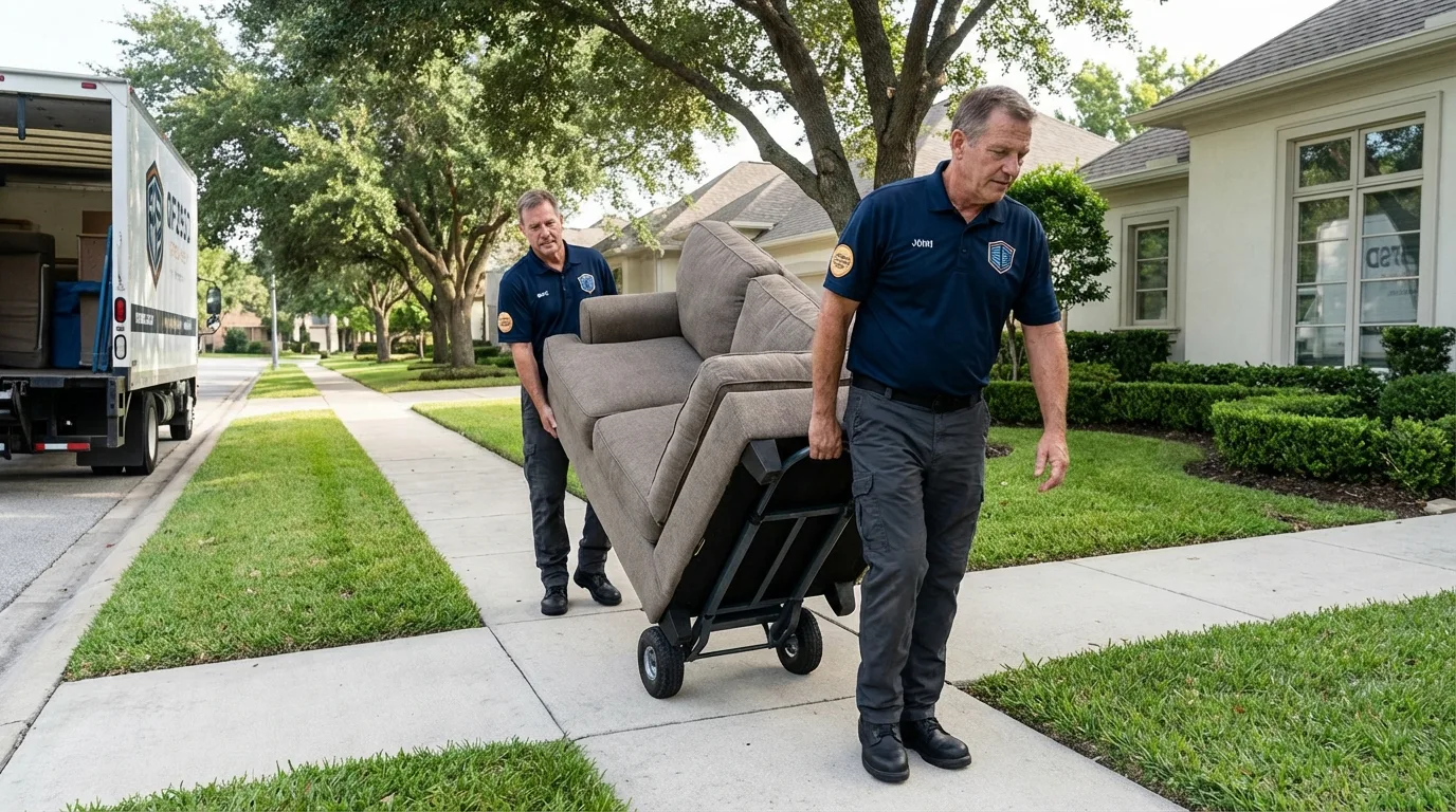 Local residential moving crew loading furniture in Greensburg, IN